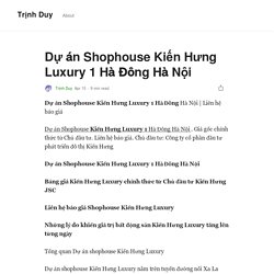 Dự án Shophouse Kiến Hưng Luxury 1 Hà Đông Hà Nội