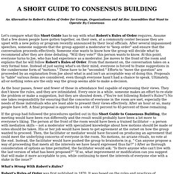 Short Guide to Consensus Building