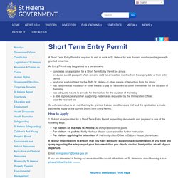 Short Term Entry Permit « St Helena