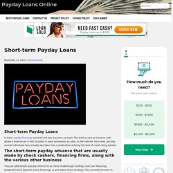 Short-term Payday Loans