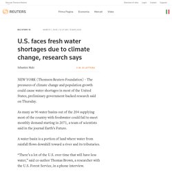 U.S. faces fresh water shortages due to climate change, research says