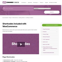 Shortcodes included with WooCommerce