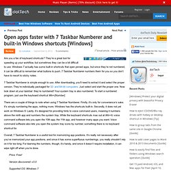Open apps faster with 7 Taskbar Numberer and built-in Windows shortcuts [Windows]