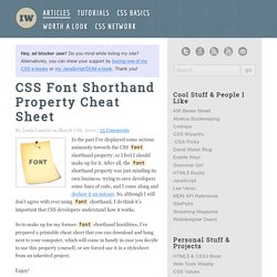 CSS Font Shorthand Property Cheat Sheet
