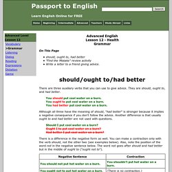 should, ought to, had better - Learn English Online