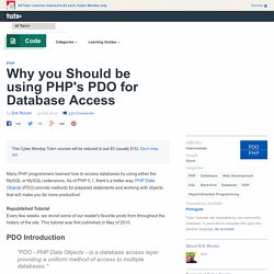 Why you Should be using PHP's PDO for Database Access