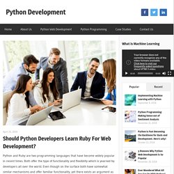 Should Python Developers Learn Ruby For Web Development? - Python Development