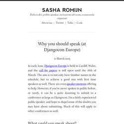 Why you should speak (at Djangocon Europe) — Sasha Romijn