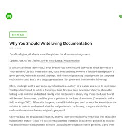 Why You Should Write Living Documentation