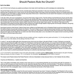 Should Pastors Lead the Church?