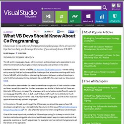What VB Devs Should Know About C# Programming