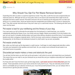 Why Should You Opt For Pet Waste Removal Service?