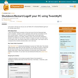 Shutdown/Restart/Logoff your PC using TweetMyPC