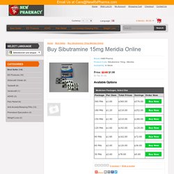 Buy Sibutramine 15mg Meridia Online