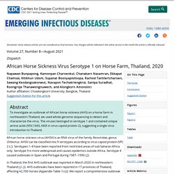 CDC EID - AOUT 2021 - African Horse Sickness Virus Serotype 1 on Horse Farm, Thailand, 2020