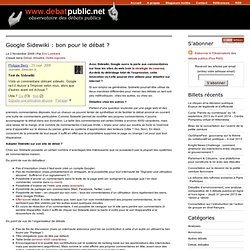 2009/11/02 - Google Sidewiki : bon pour le débat ?