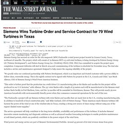 Siemens Wins Turbine Order and Service Contract for 79 Wind Turbines in Texas
