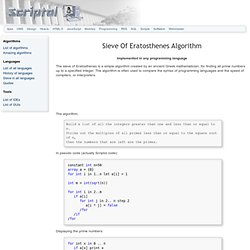 Sieve Of Eratosthenes Algorithm