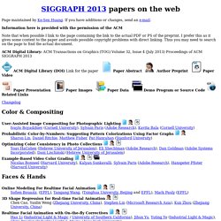 SIGGRAPH 2013 Papers