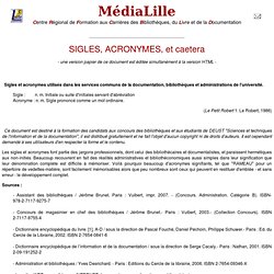 sigles, acronymes, et caetera.