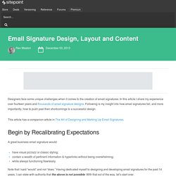 Email Signature Design, Layout and Content