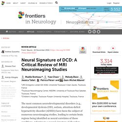 Neural Signature of DCD: A Critical Review of MRI Neuroimaging Studies