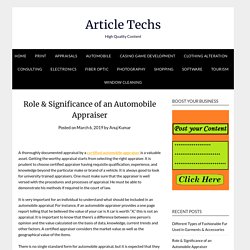 Role & Significance of an Automobile Appraiser - Article Techs