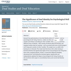Significance of Deaf Identity for Psychological Well-Being