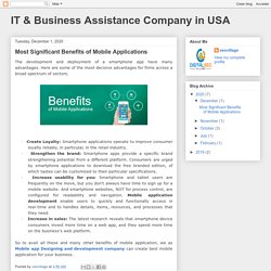 IT & Business Assistance Company in USA: Most Significant Benefits of Mobile Applications