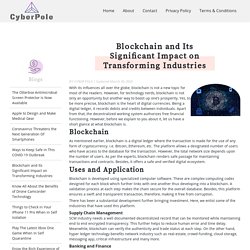 Blockchain and Its Significant Impact on Transforming Industries - Cyber Pole