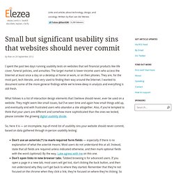 Small but significant usability sins that websites should never commit