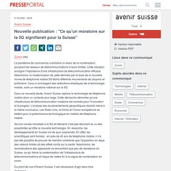 Nouvelle publication : "Ce qu'un moratoire sur la 5G signifierait pour la Suisse"