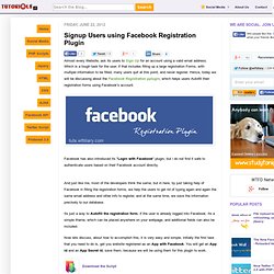 Signup Users using Facebook Registration Plugin