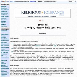SIKHISM: origin, history, holy text