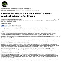 Harper Govt Makes Moves to Silence Canada's Leading Environmental Groups