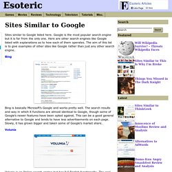 Sites Similar to Google - Esoteric Articles
