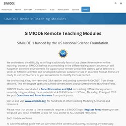 - SIMIODE Remote Teaching Modules