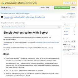 Simple Authentication in Rail 4 Using Bcrypt