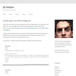 Simple Login Form With CodeIgniter
