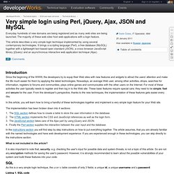 Very simple login using Perl, jQuery, Ajax, JSON and MySQL