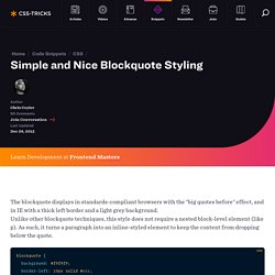 Simple and Nice Blockquote Styling