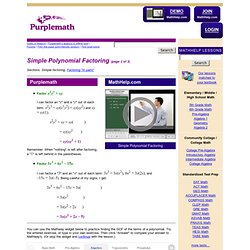 Purple Math - Simple Polynomial Factoring