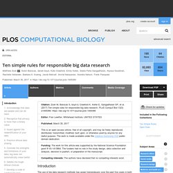 Ten simple rules for responsible big data research