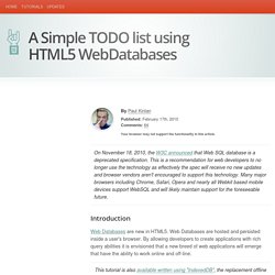 A Simple TODO list using HTML5 WebDatabases