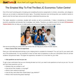 The Simplest Way To Find The Best JC Economics Tuition Centre!