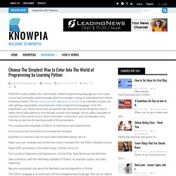 Choose The Simplest Way to Enter Into The World of Programming by Learning Python Knowpia