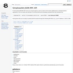 Simplewallet JSON RPC API - Bytecoin Wiki