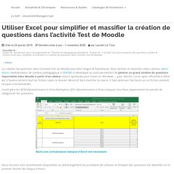 Utiliser Excel pour simplifier et massifier la création de questions dans l’activité Test de Moodle – Service Universitaire de Pédagogie – Université Bretagne Sud