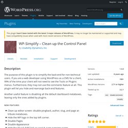 WP-Simplify - Clean up the Control Panel