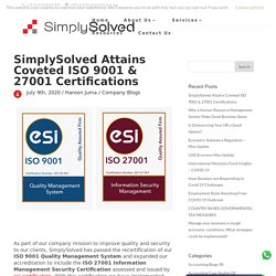 SimplySolved Attains Coveted ISO 9001 & 27001 Certifications
